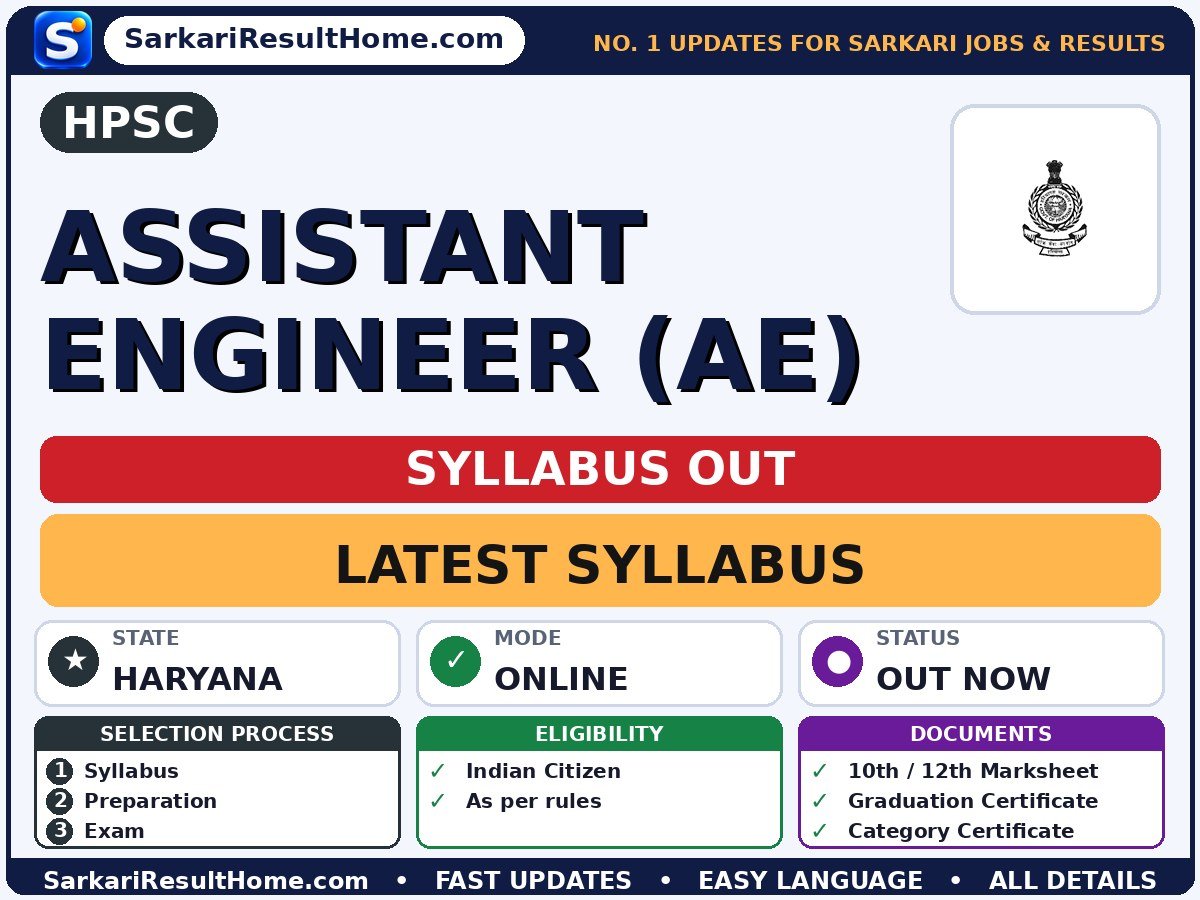 HPSC Assistant Engineer (AE) Syllabus 2026 & Exam Pattern - Haryana Public Service Commission syllabus summary