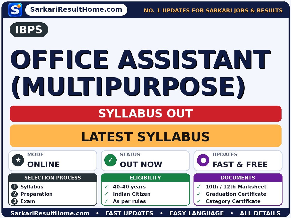IBPS Office Assistant (Multipurpose) Syllabus 2026 - Institute of Banking Personnel Selection syllabus summary (Exam Date: 13 Dec 2026)