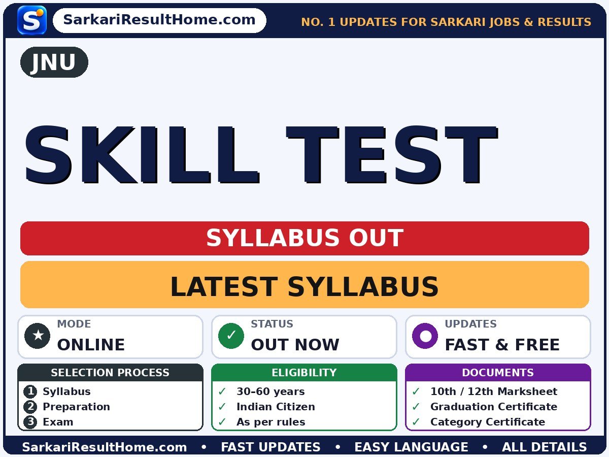 JNU Skill Test Syllabus 2026 & Exam Pattern - Jawaharlal Nehru University syllabus summary