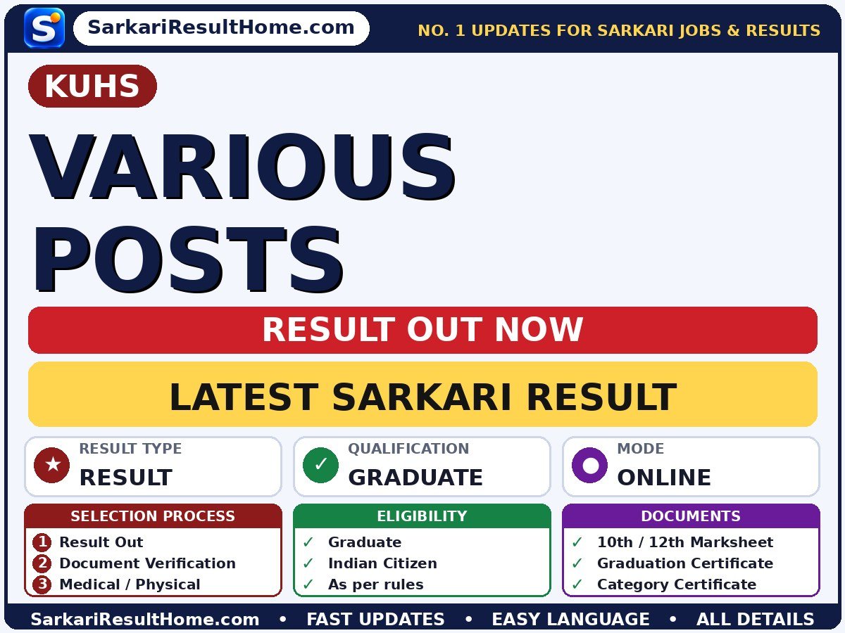 KUHS Various Posts Sarkari Result 2026: Direct Link & Score Card - KUHS sarkari result summary