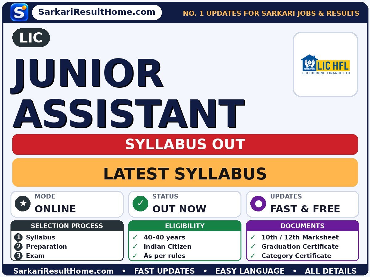 LIC Junior Assistant Syllabus 2026 & Exam Pattern - Life Insurance Corporation of India syllabus summary