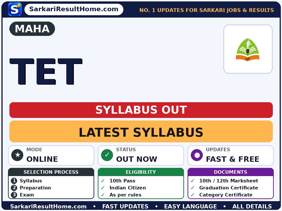 MAHA TET Syllabus 2026 & Exam Pattern - MAHA syllabus summary