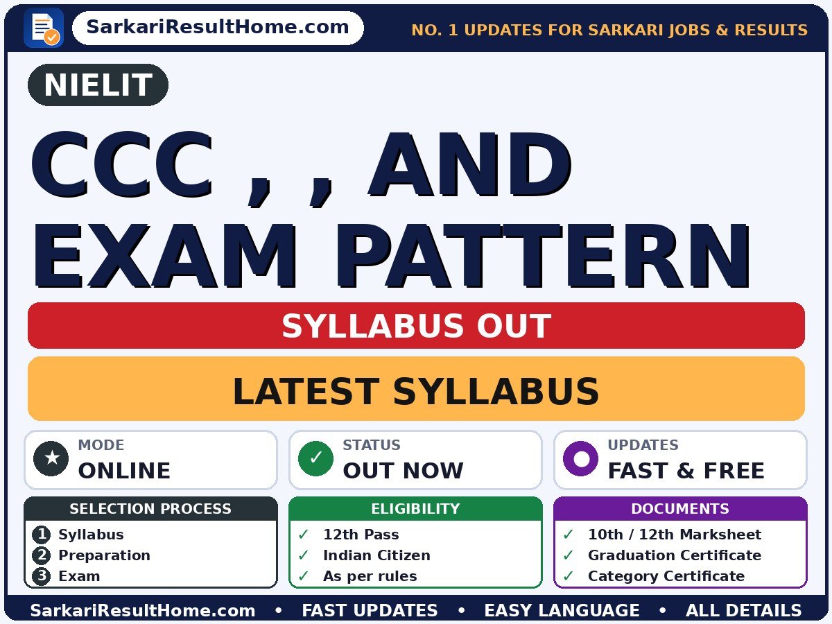 NIELIT CCC , , and Exam Pattern Syllabus 2026 & Exam Pattern - NIELIT syllabus summary