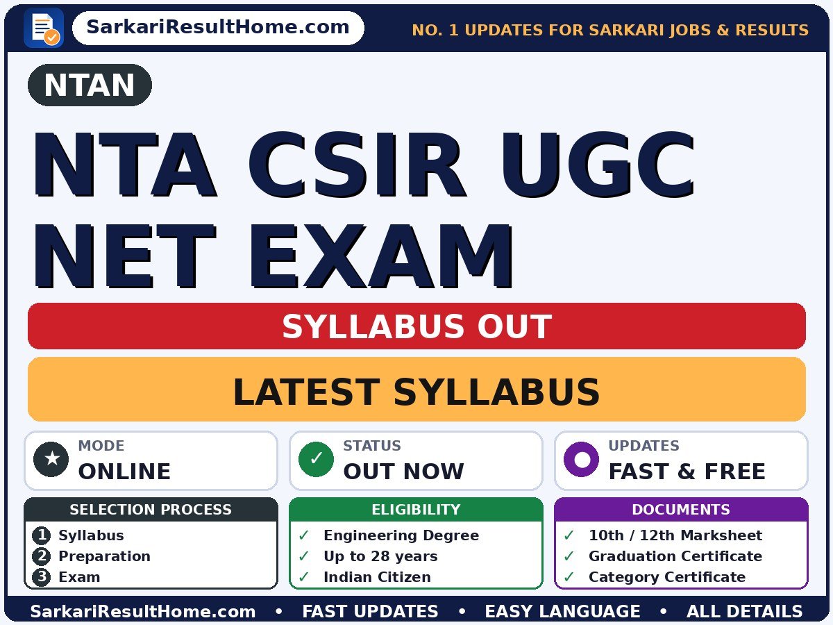 NTAN NTA CSIR UGC NET Exam Syllabus 2026 - National Testing Agency syllabus summary