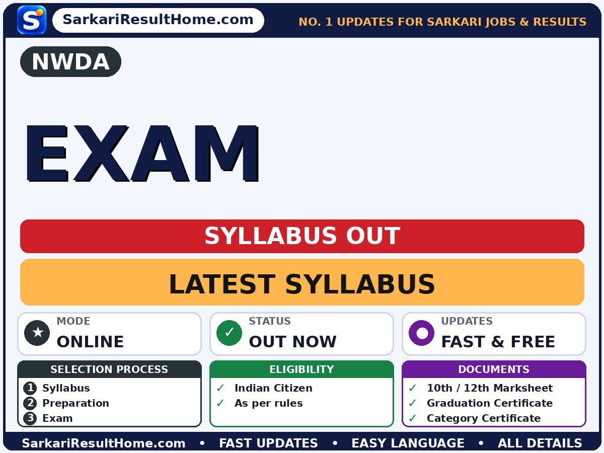 NWDA Exam Syllabus 2026 - NWDA syllabus summary