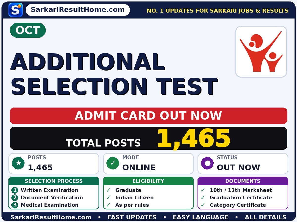 OCT Additional Selection Test Admit Card 2026 Out: How to Download - OCT admit card summary