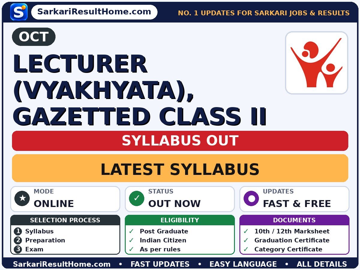 OCT Lecturer (Vyakhyata), Gazetted Class II Syllabus 2026: Topic-wise Details - OCT syllabus summary (Exam Date: 29 Nov 2026)