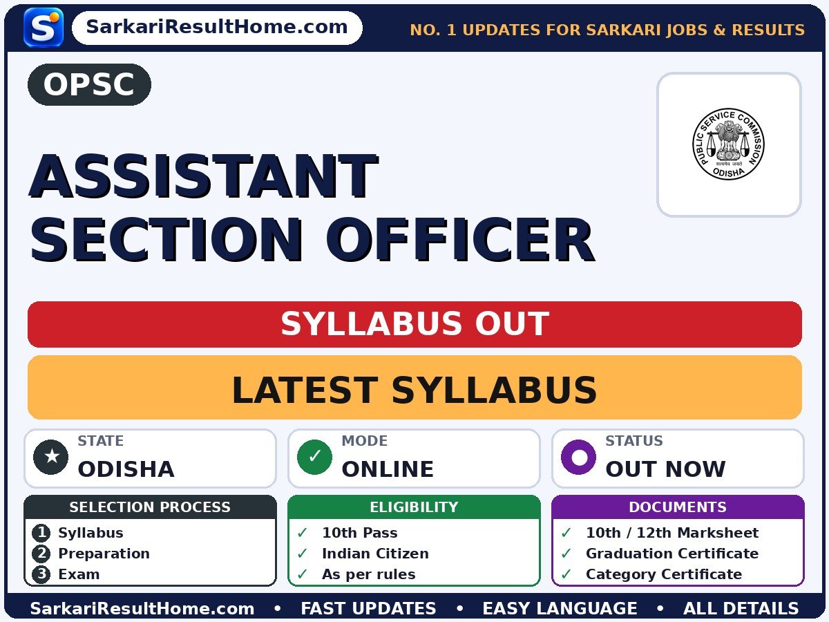 OPSC Assistant Section Officer Syllabus 2026 & Exam Pattern - Odisha Public Service Commission syllabus summary