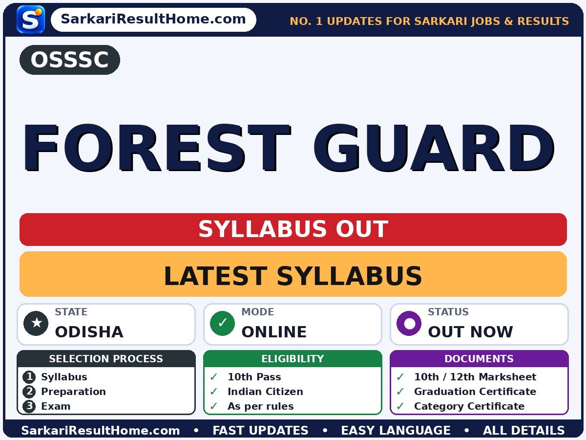 OSSSC Forest Guard Syllabus 2026 & Exam Pattern - Odisha Sub-Ordinate Staff Selection Commission syllabus summary