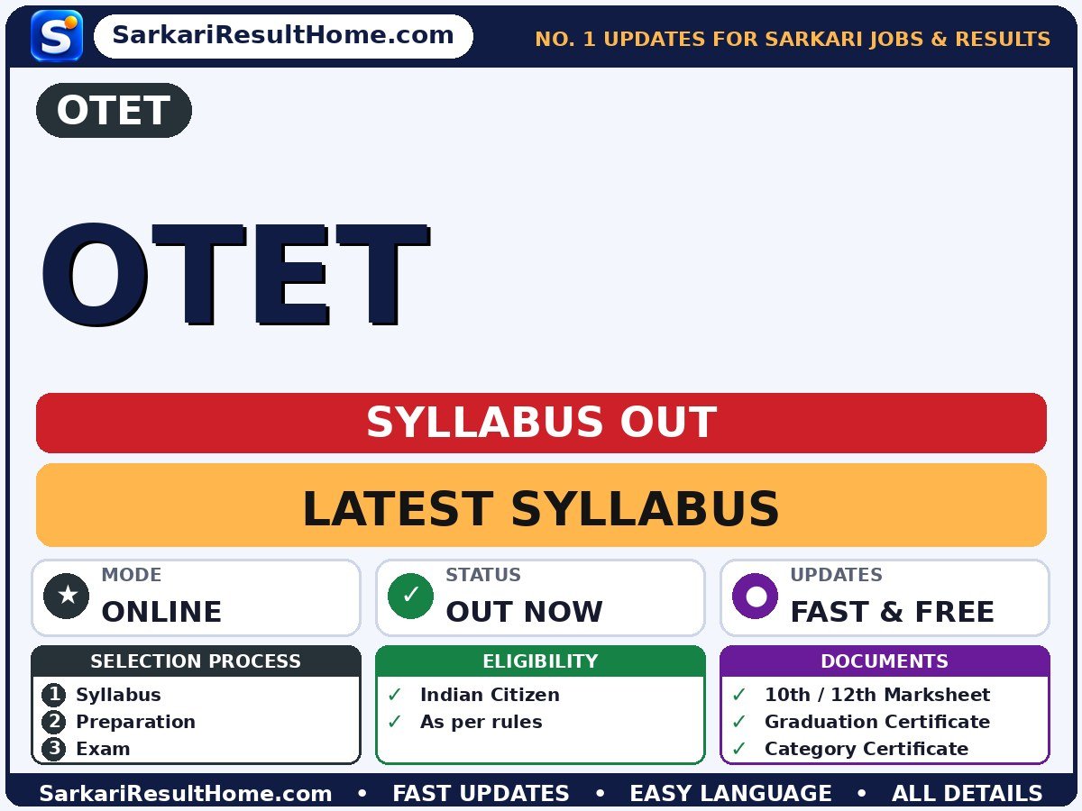 OTET Syllabus 2026 & Exam Pattern - OTET syllabus summary