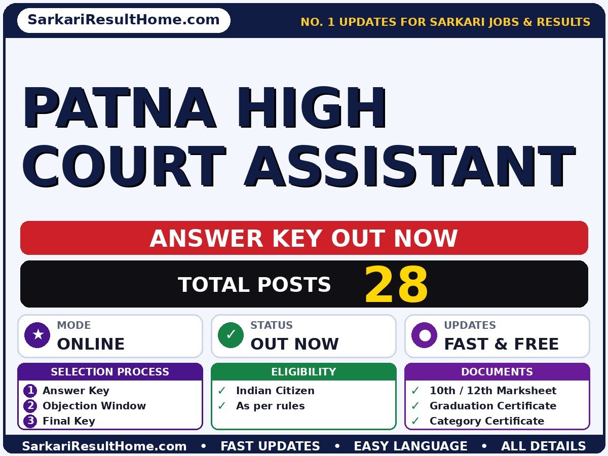 Patna High Court Assistant Answer Key 2026: Check Here - answer key summary