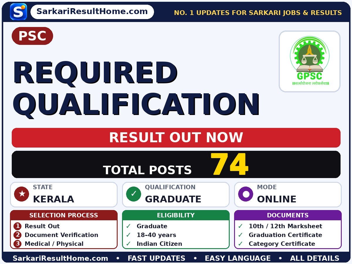 PSC Required Qualification Sarkari Result 2026: Direct Link & Score Card - PSC sarkari result summary