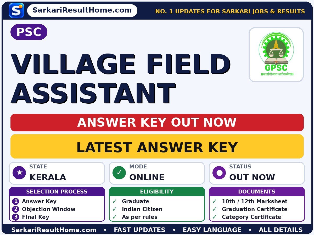 PSC Village Field Assistant Answer Key 2026: Check Here - PSC answer key summary (Exam Date: 19 Sep 2026)