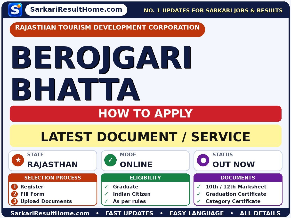 Rajasthan Tourism Development Corporation Berojgari Bhatta 2026 – Step-by-step Guide - Rajasthan Tourism Development Corporation document / service summary