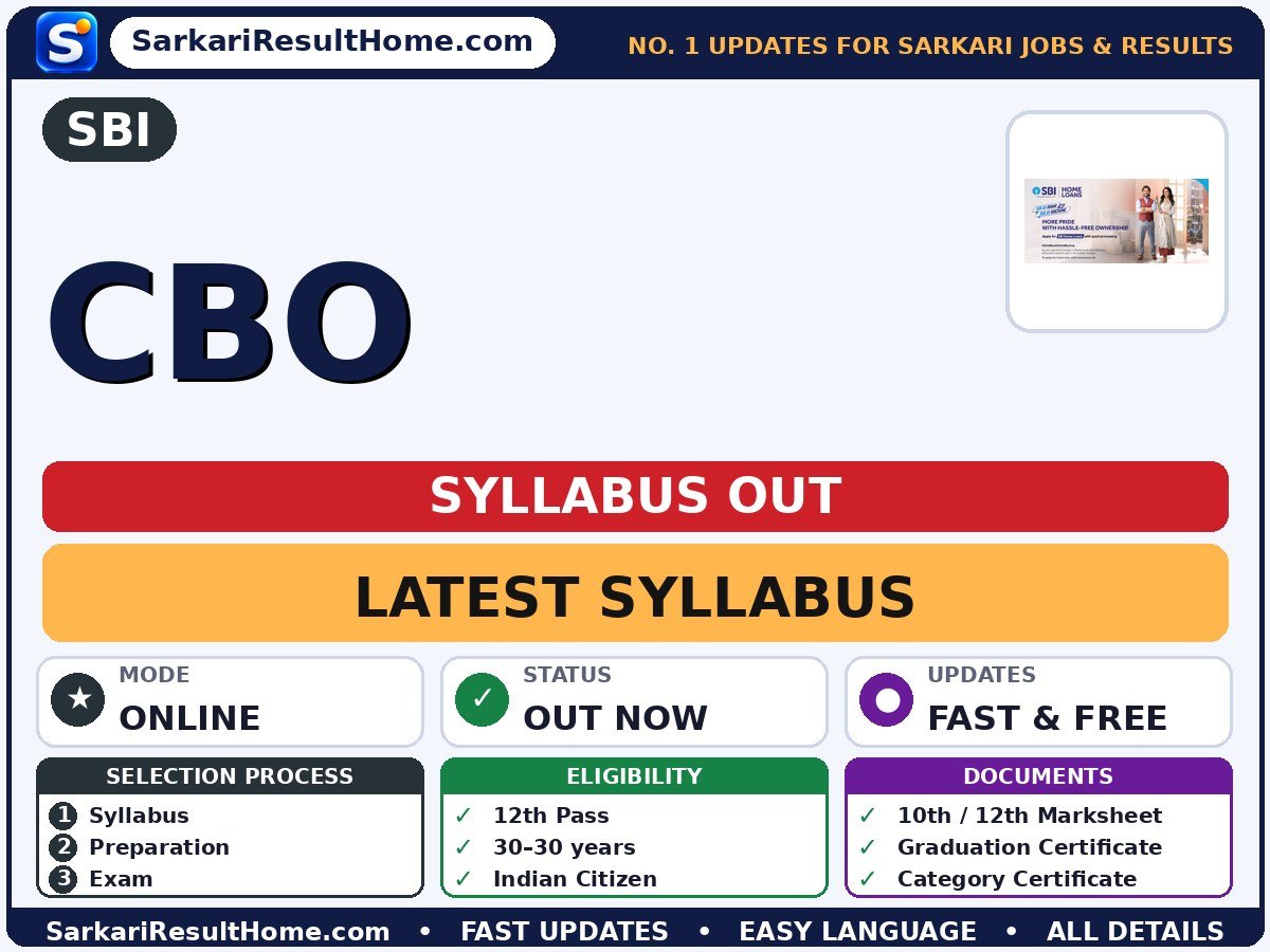 SBI CBO Syllabus 2026: Topic-wise Details - State Bank of India syllabus summary