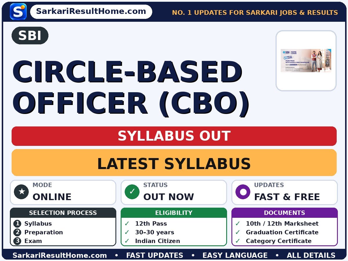 SBI Circle-Based Officer (CBO) Syllabus 2026: Topic-wise Details - State Bank of India syllabus summary