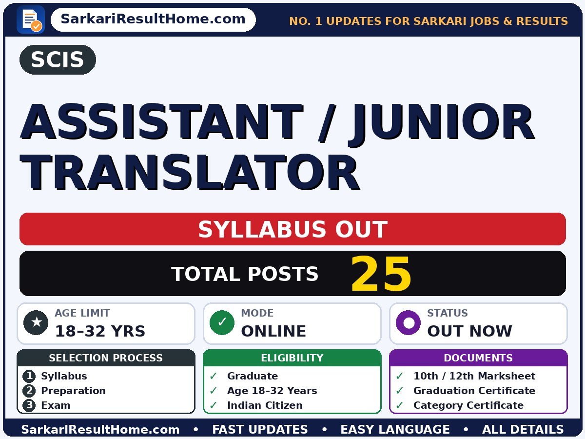 SCIS Assistant / Junior Translator Syllabus 2026: Topic-wise Details - Supreme Court of India SCI syllabus summary