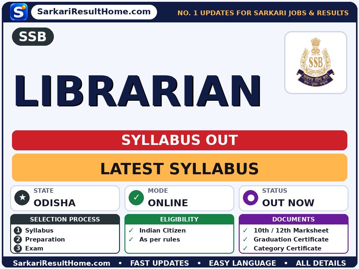 SSB Librarian Syllabus 2026: Topic-wise Details - Sashastra Seema Bal syllabus summary
