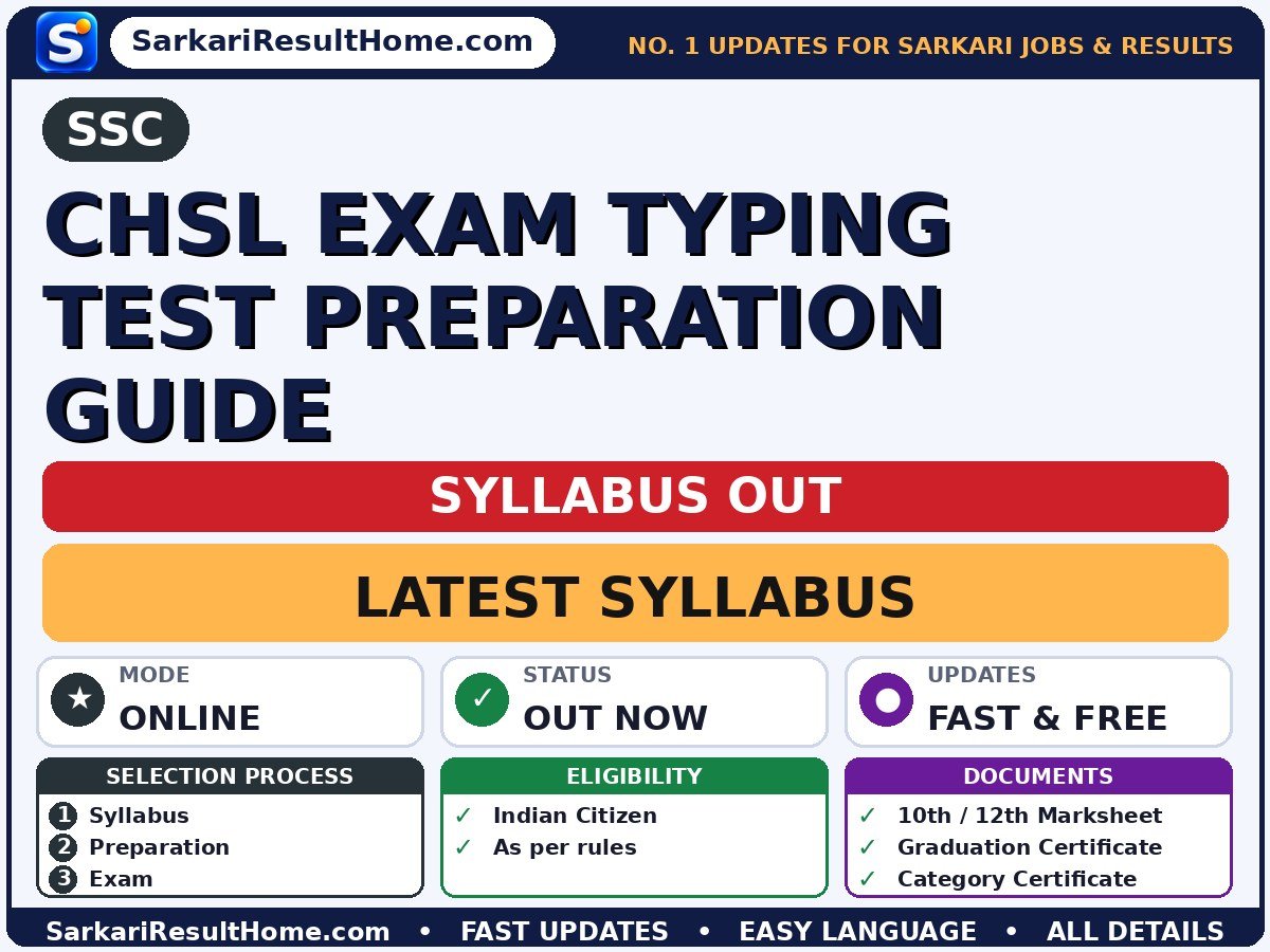 SSC CHSL Exam Typing Test Preparation Guide Syllabus 2026 & Exam Pattern - Staff Selection Commission syllabus summary