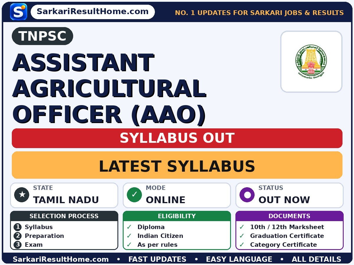 TNPSC Assistant Agricultural Officer (AAO) Syllabus 2026 & Exam Pattern - Tamil Nadu Public Service Commission syllabus summary