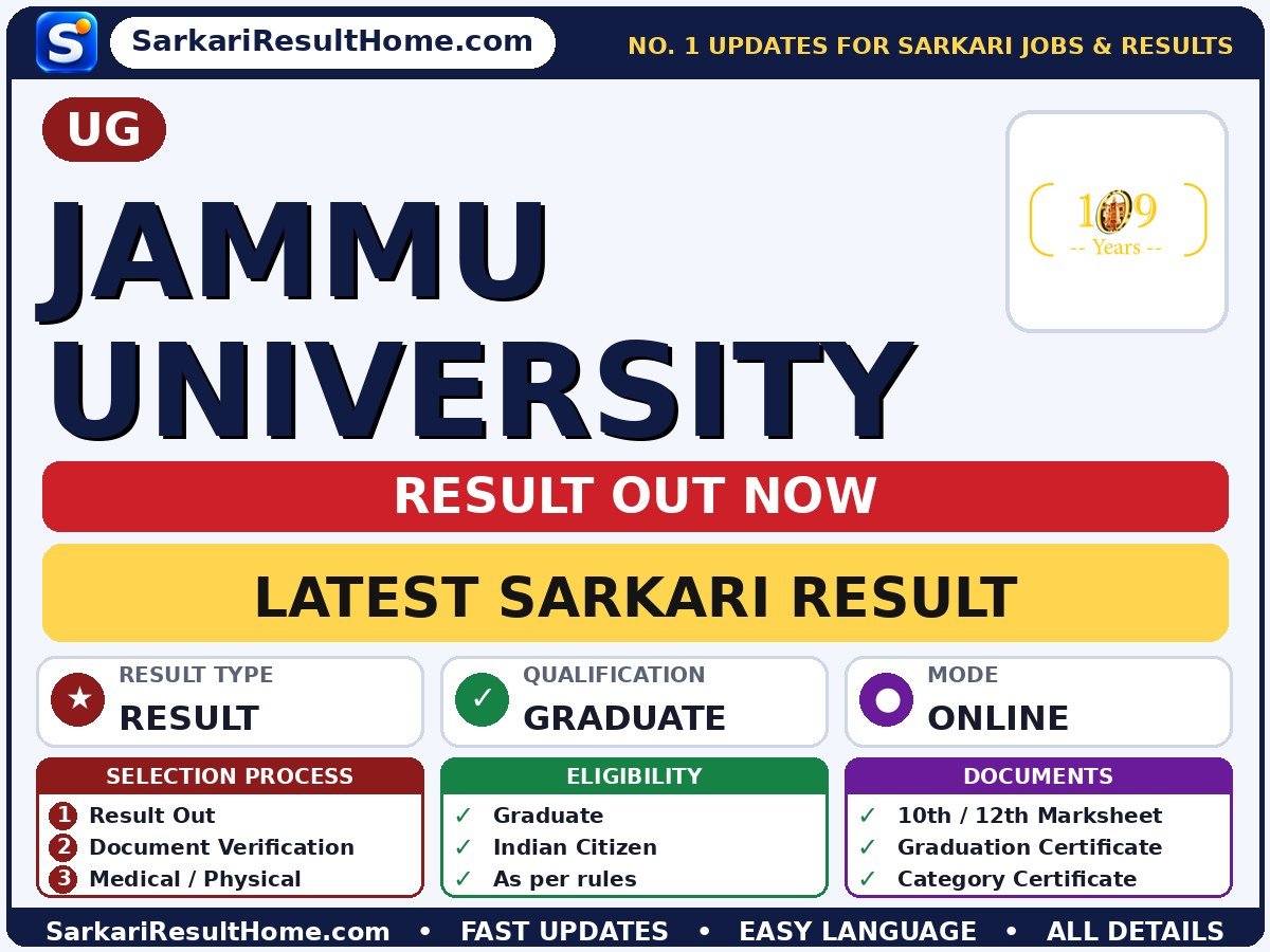 UG Jammu University Sarkari Result 2026: Direct Link & Score Card - UG sarkari result summary (Result Date: 27 Oct 2026)