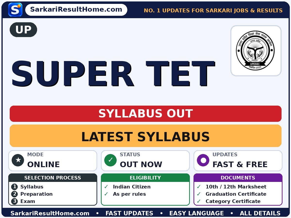 UP Super TET Syllabus 2026 - UP syllabus summary
