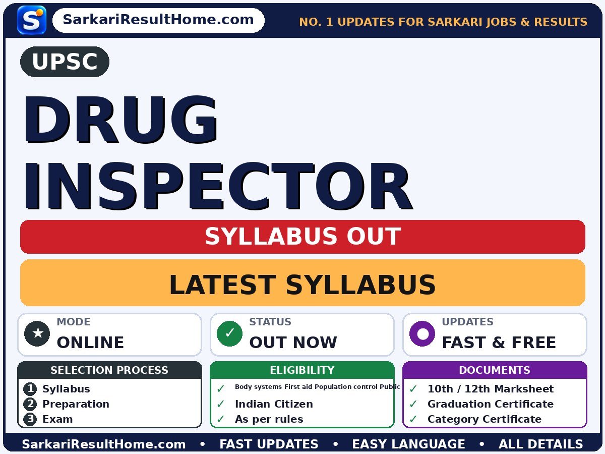 UPSC Drug Inspector Syllabus 2026 & Exam Pattern - Union Public Service Commission syllabus summary