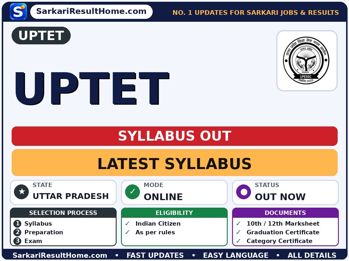 UPTET Syllabus 2026 & Exam Pattern - Uttar Pradesh Teacher Eligibility Test syllabus summary