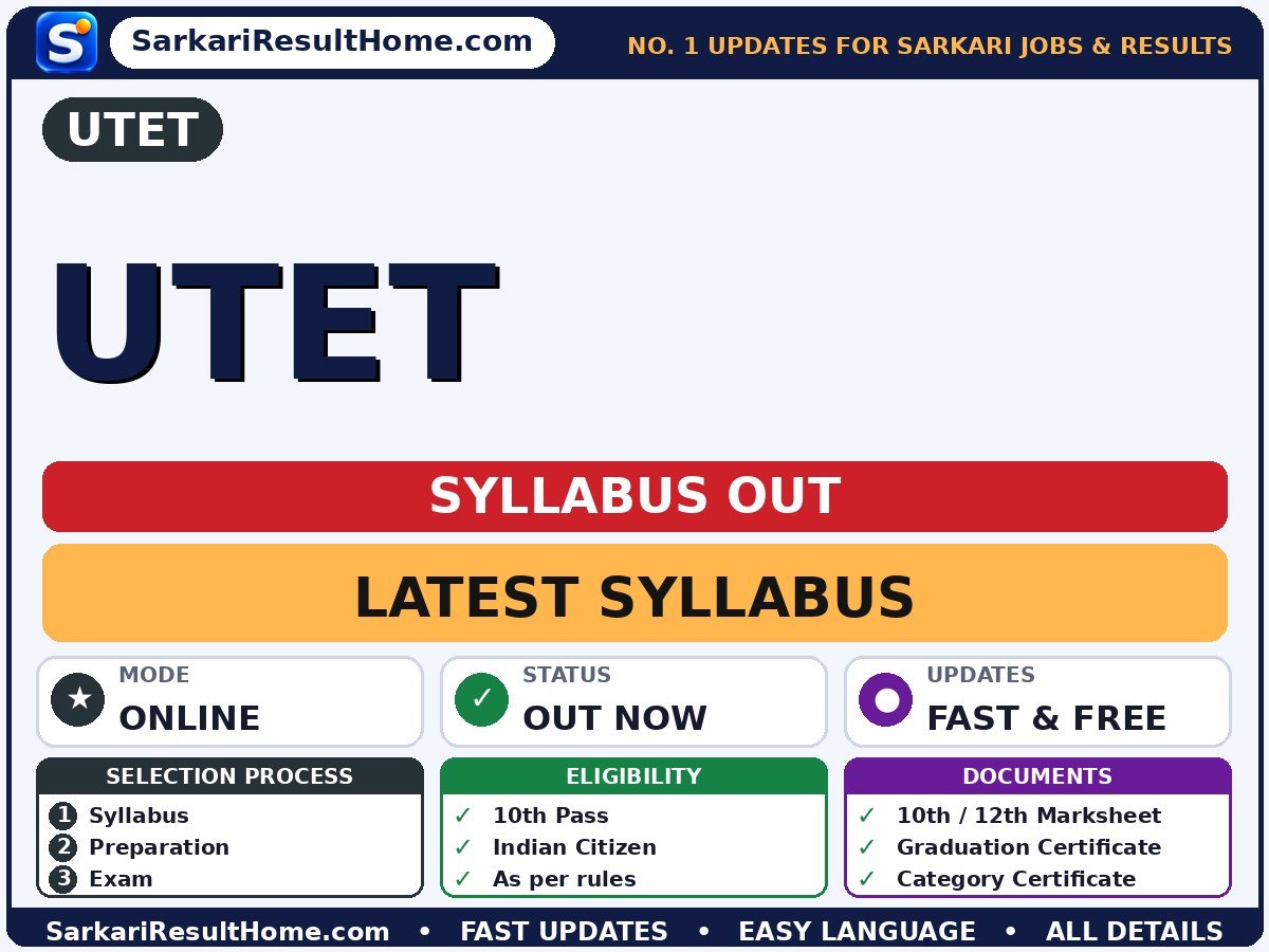 UTET Syllabus 2026 & Exam Pattern - UTET syllabus summary