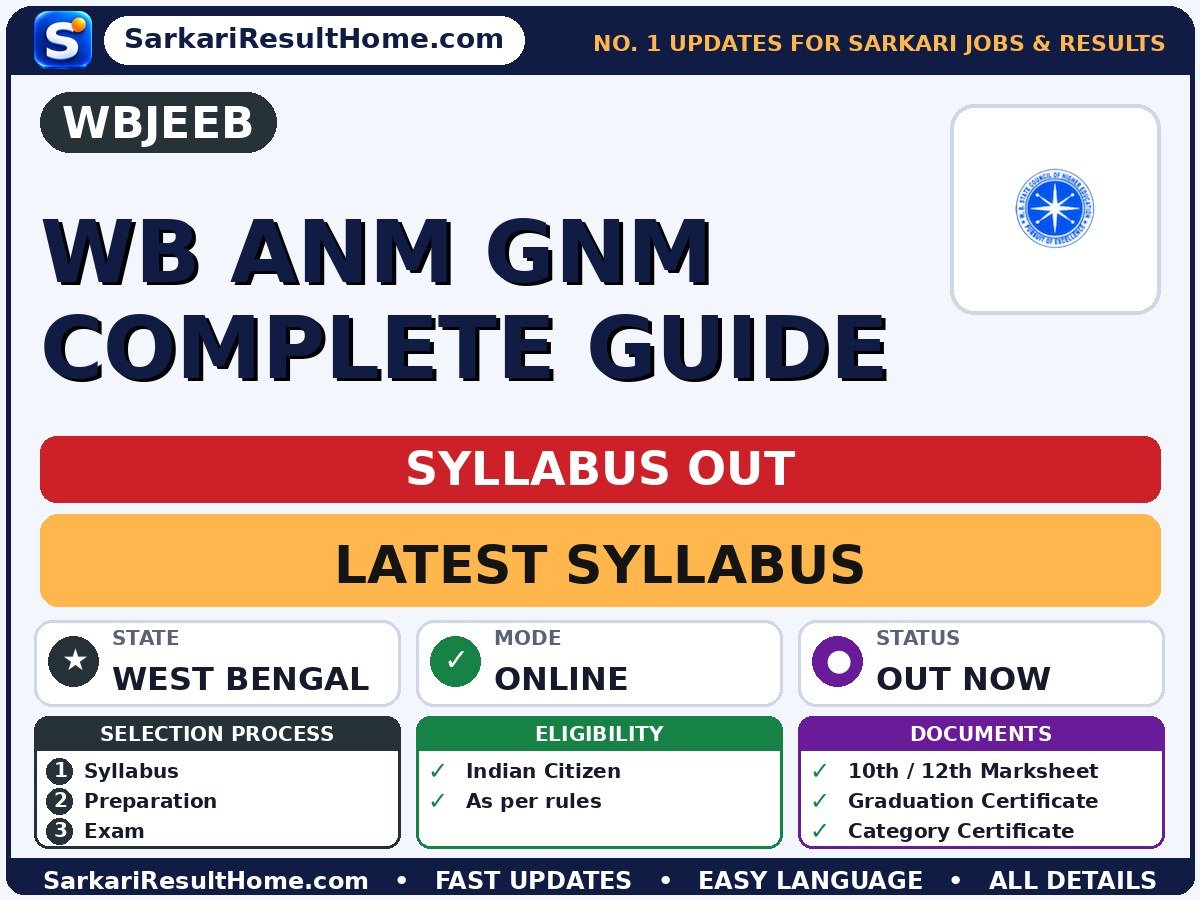 WBJEEB WB ANM GNM Complete Guide Syllabus 2026 & Exam Pattern - West Bengal Joint Entrance Examination Board syllabus summary
